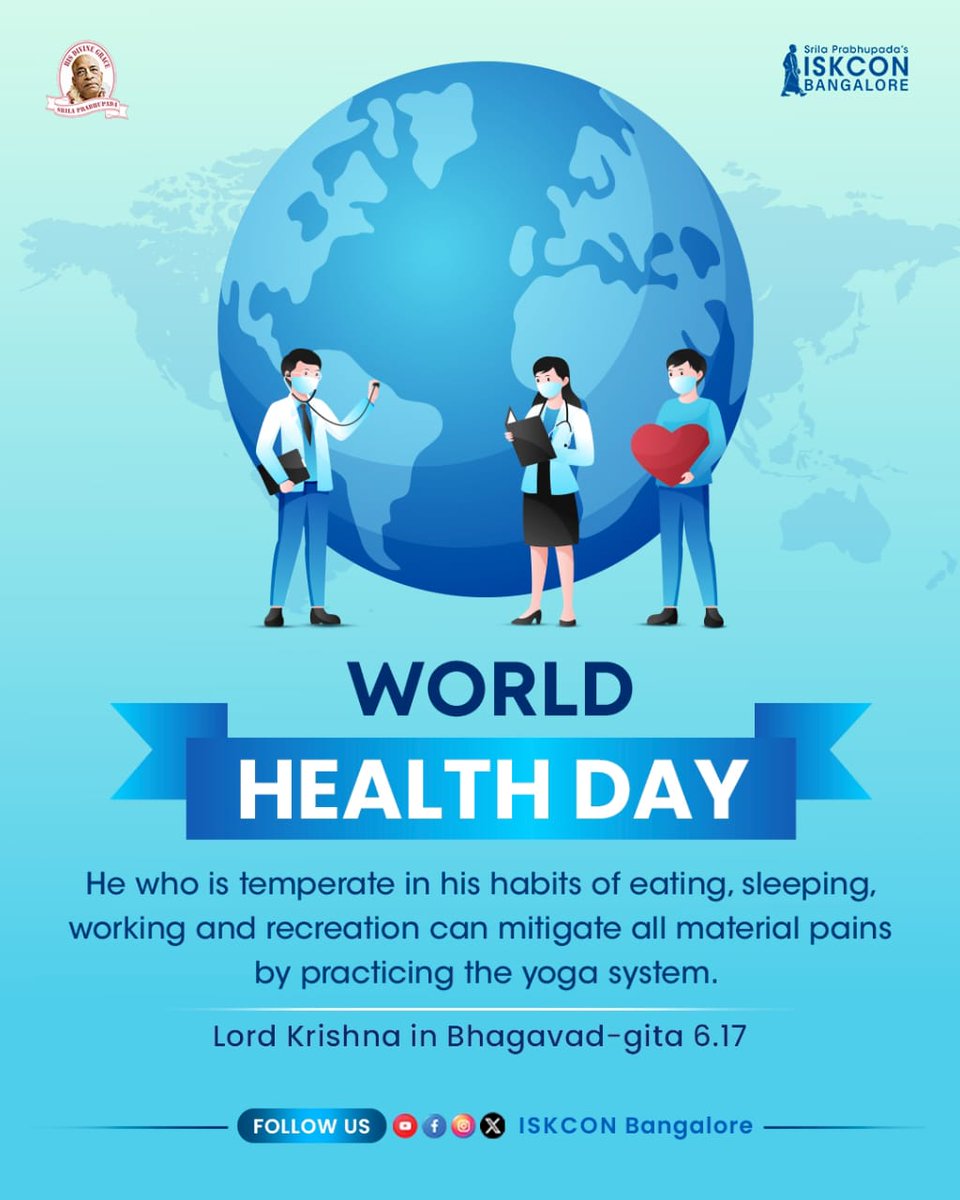 ISKCONBangalore's tweet photo. Today is World Health Day.

#WorldHealthDay #WorldHealthDay2024 #iskconbangalore #Health #who #yoga #bhagavadgita https://t.co/HTDDwm3ACV