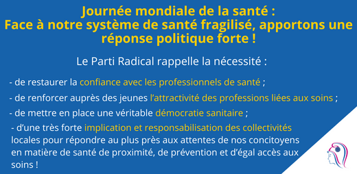 PartiRadical's tweet photo. En cette #JourneeMondialedelaSante, rappelons que la #Sante ne saurait se limiter à une absence de maladie ou d’infirmité. Le @PartiRadical appelle à décloisonner les politiques sanitaires, alimentaires et environnementales #OneHealth https://t.co/xvZWKpAfzt