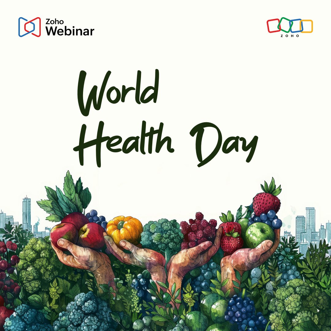 Today and every day, let's prioritize health for all. Happy World Health Day!🌍💙 

#WorldHealthDay #health #cleaneating #exercise #walk #lifestyle #healthylifestyle #fitness #healthyfood #zoho #zohowebinar #webinarsoftware #livewebinar #virtualconference #virtualtownhall