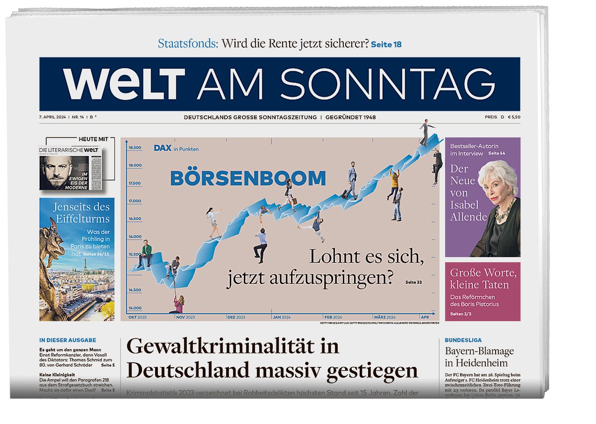 Die neue #WELTAMSONNTAG – jetzt bei Ihrem Zeitungshändler oder hier im E-Paper: epaper.welt.de