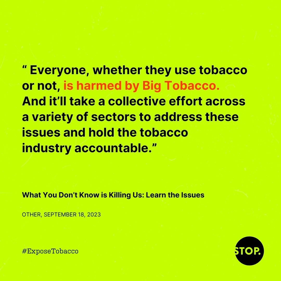 On #WorldHealthDay, we celebrate the tobacco control community and public health in the fight against tobacco industry interference. The industry remains a barrier to reducing tobacco use, which keeps claiming millions of lives / yr. Let's continue to fight for #MyHealthMyRight.