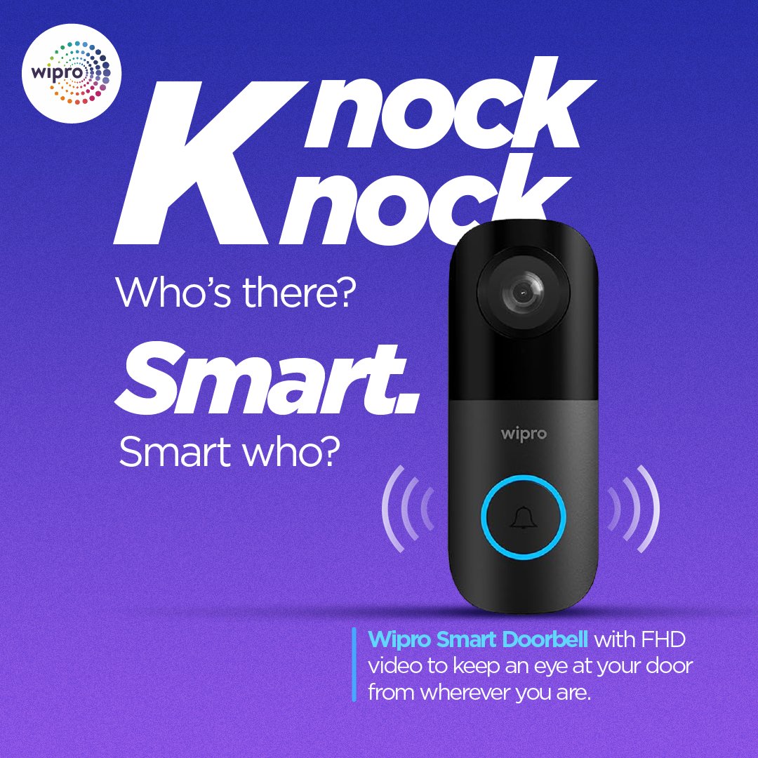 Whether you have a parcel waiting at your doorstep or someone unknown knocking – our Wipro Smart Doorbell gives you the eyes you need with its Full-HD video quality. 

Check it out today. Link in bio.

#wipro #wiprolighting #smartdoorbell