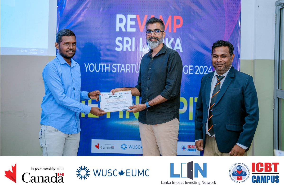 Congratulations to all the incredible finalists and winners of the REVAMP Sri Lanka, Youth Startup Challange (Eastern Province)! 🏆 Huge thanks to LINN, ICBT Campus and WUSC-EUMC for championing youth entrepreneurship in the Eastern Province. #RevampSL #YouthEntrepreneurship