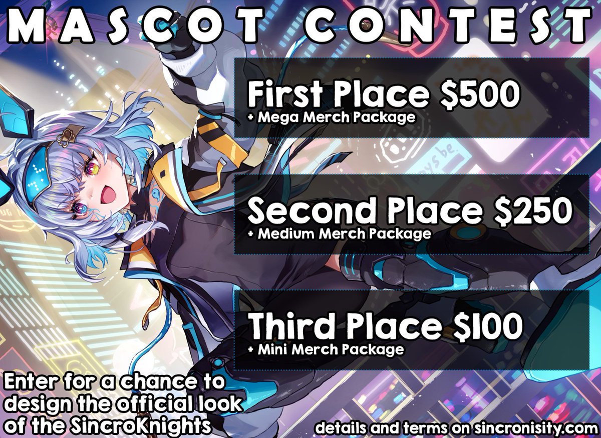 🔩 CONTEST REMINDER 🔩 I'm hosting a mascot contest to decide the official look of our SincroKnights! The due date is April 27th so you guys still have plenty of time to enter~ More details and info found in the replies below! Good luck everyone :D