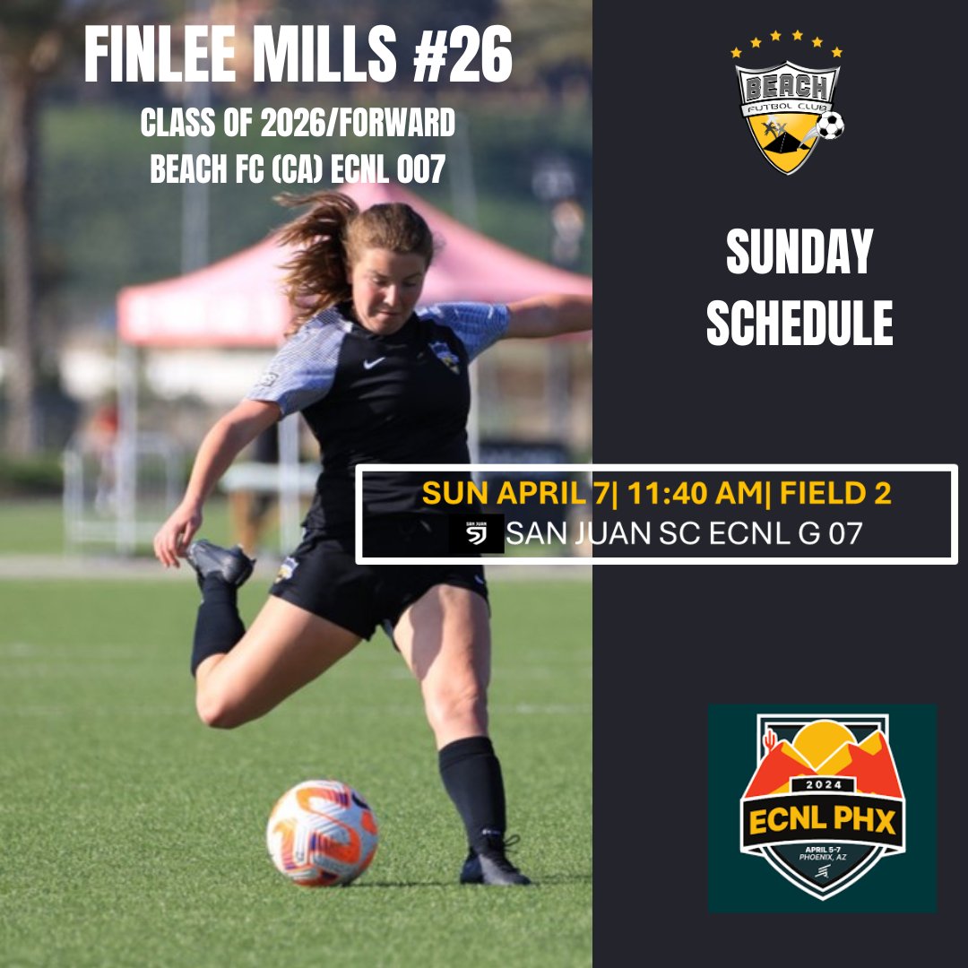 FinleeMills26's tweet photo. Sunday schedule. Come check us out! #BeachFC ECNL 07. https://t.co/8ROn9XmGj4