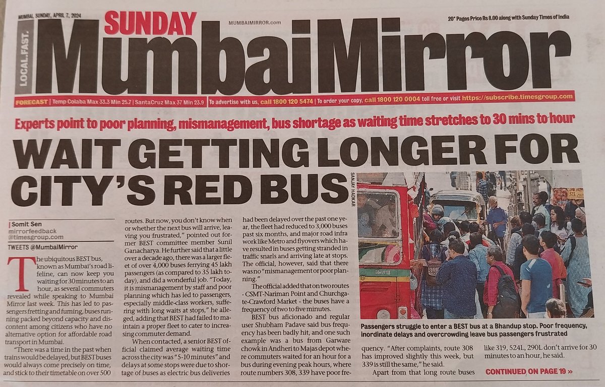 How much did BMC spend on one Coastal Road (for 1% of Mumbaikars who use cars in that area) ? 
Rs 13k Crores

And, how much does My BMC spend on BEST Bus services for Mumbaikars all over the city?
Rs 6k Crores  

My BMC. Always at work. Ignoring the plight of the common man