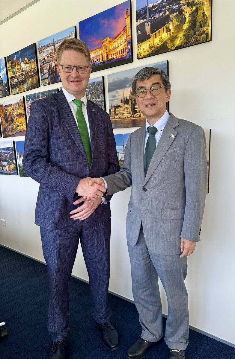 Pleasure to welcome 🙏 @Makotoosawa to @EUinNZ 🇪🇺&🇯🇵 are close friends and partners #strongertogether @EUinJapan