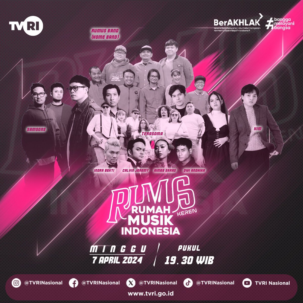 Jangan sampai ketinggalan! Rumus-Rumah Musik Indonesia, hari Minggu, 7 April 2024 pukul 19.30 WIB, hanya di TVRI. Yuk, catat tanggal dan jamnya. #TVRI #TVRINasional #MediaPemersatuBangsa