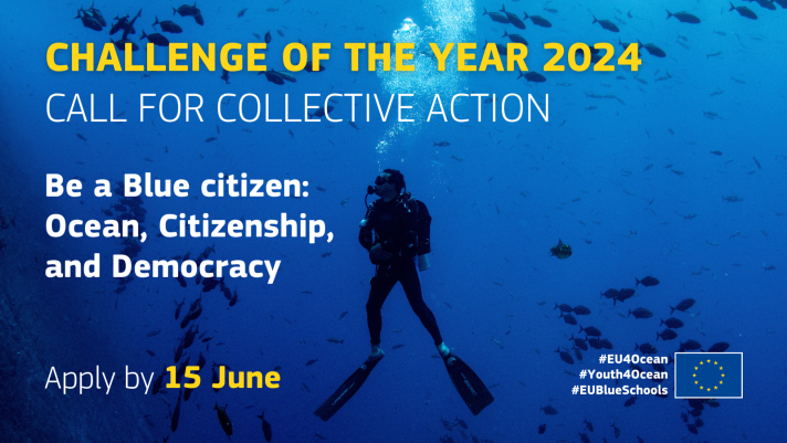 🌊 #EU4Ocean 2024 Challenge of the Year:'Be a Blue Citizen: Ocean, Citizenship, and Democracy'! Join now to merge🐬 #oceanliteracy with civic engagement. Apply by June 15th to win €40k & make a splash in ocean #sustainability! Link bit.ly/43NJDfn #BeBlueCitizen #SDGs