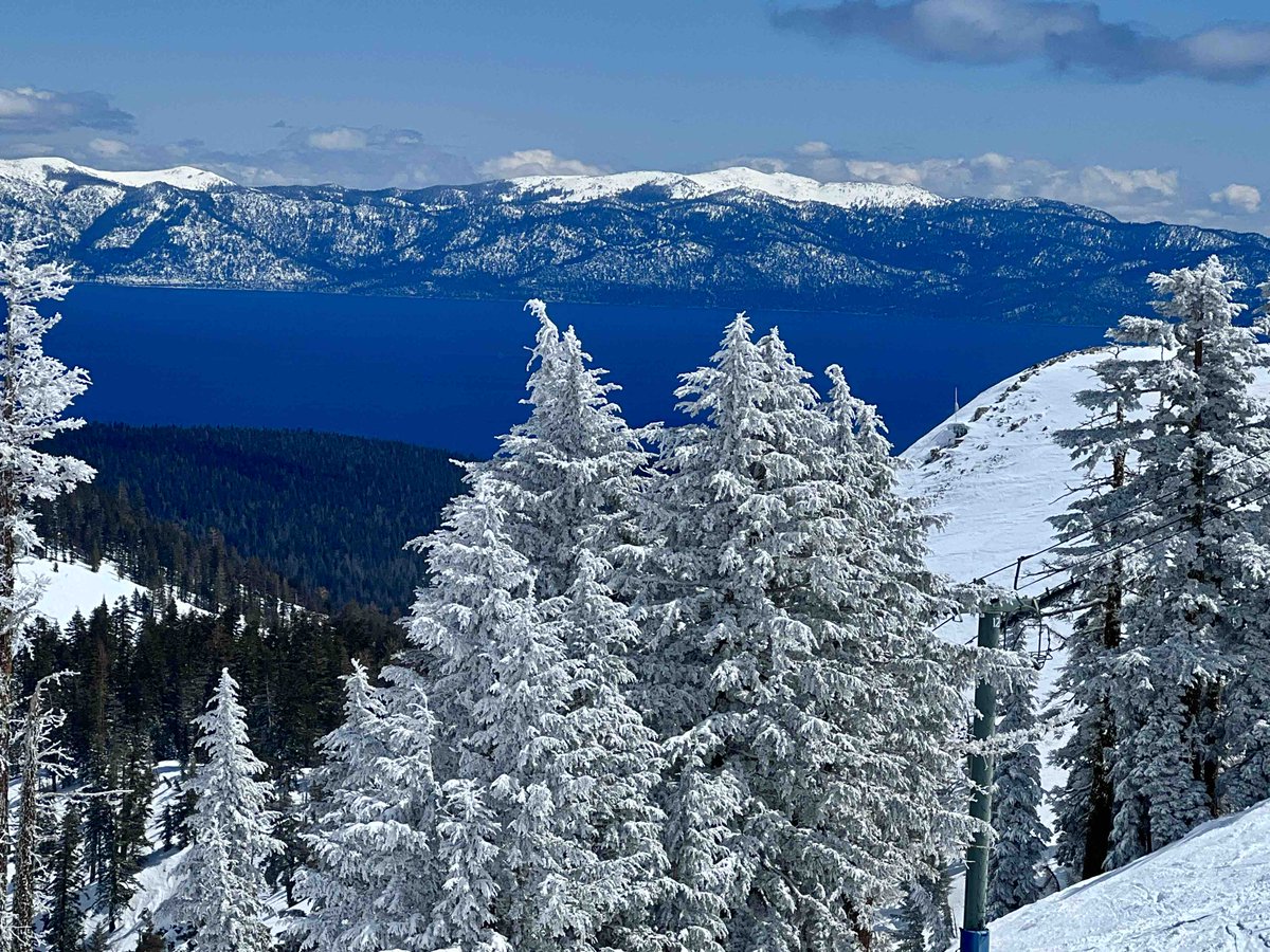 Embrace the chill, feel the thrill! Lake Tahoe in winter casts its icy spell, where snow-capped peaks meet frozen shores. Adventure awaits! ❄️🏔️ #WinterWonderland #LakeTahoeMagic