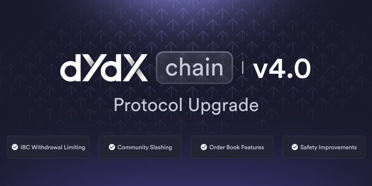 ⏰ Software Upgrade Reminder ⏰ The dYdX Chain will undergo a software upgrade to v4.0 on block 12,791,712. This block would be created approximately on April 8 at 6:08 UTC (based on 1.038s block time).