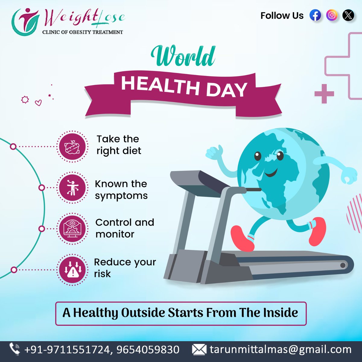 Happy #WorldHealthDay 🌍👨🏻‍⚕️Today and every day, let's prioritize our well-being and make positive choices for our health💪🏻. From our weightloseclinic to you, here's to a journey of wellness 🌿and vitality! 

#HealthForAll #HealthyLiving #GlobalHealth #PublicHealth
