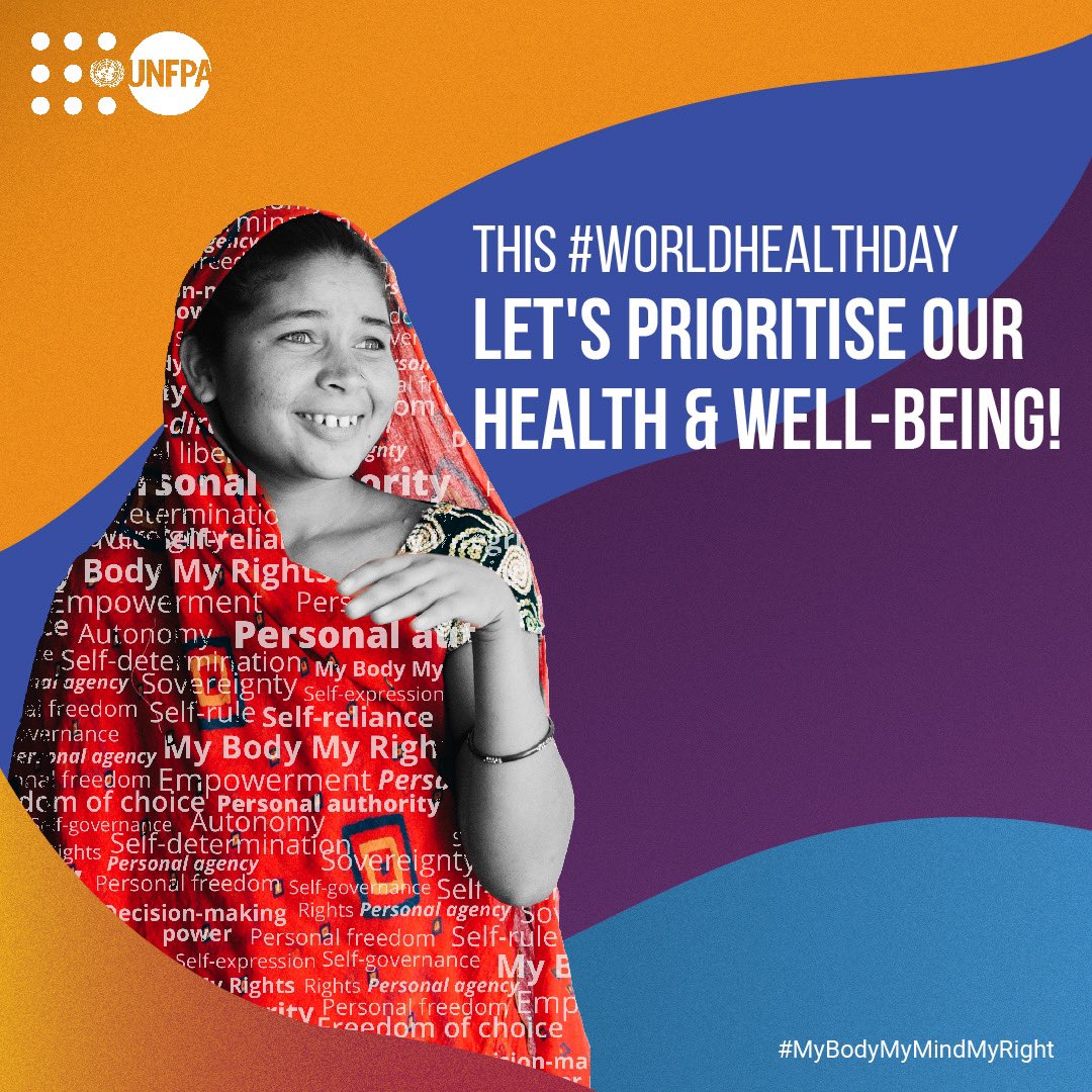 This #WorldHealthDay let's prioritize our health and well-being! @UNFPAIndia highlights the importance of rights and choices through #MyBodyMyMindMyRight. Together for bodily autonomy! #MyHealthMyRight