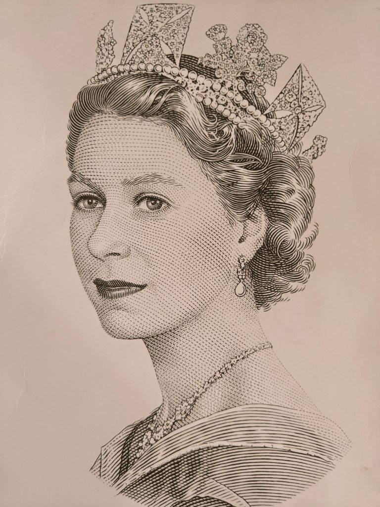 A brilliant block print artwork of Queen Elizabeth II This art form clubbed with dye print technology did wonders till the eighties..the artworks were unique and usually minimalist yet engaging... #blockprint #blockprinting #blockprintart #smmausaja #london #royalty #english