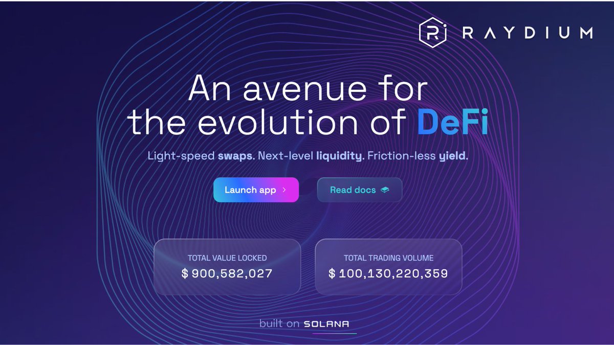 After 3 years of driving liquidity ecosystem-wide,

Raydium is officially the first AMM on Solana to reach the 100bn+$ total trading volume mark!

Cheers, and thank you to our community and partners for their continued support! ❤️🫂

Solana DeFi is happening! 
Let's scale, let's