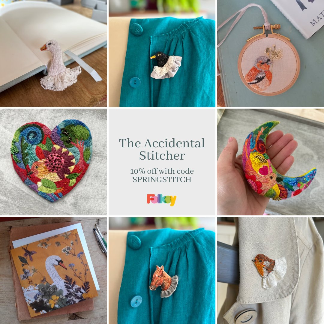 Introducing The Accidental Stitcher. 🧵⁠ ⁠ The talented Liz is a fine art graduate who now specialises in beautiful hand embroidery using silk, cotton and wool. ⁠ 👉🏻 To learn more about Liz, ⁠check out our Meet The Maker interview on the Folksy blog.