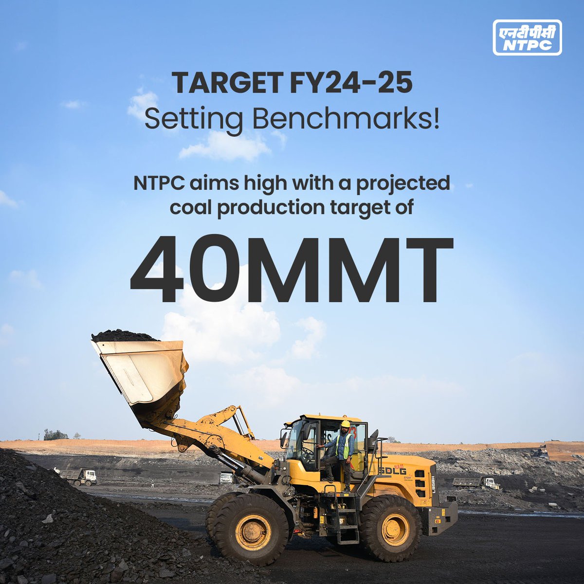 In FY25, NTPC aims to produce 40 MMT coal from its captive mines, with a target of 17% growth as compared to FY24. #CoalProduction #EnergySecurity #EnergyForAll #PoweringProgressResponsibly #NTPC @MinOfPower @CoalMinistry @OfficeOfRKSingh @PIB_India @PIB_Coal @CMDNTPC