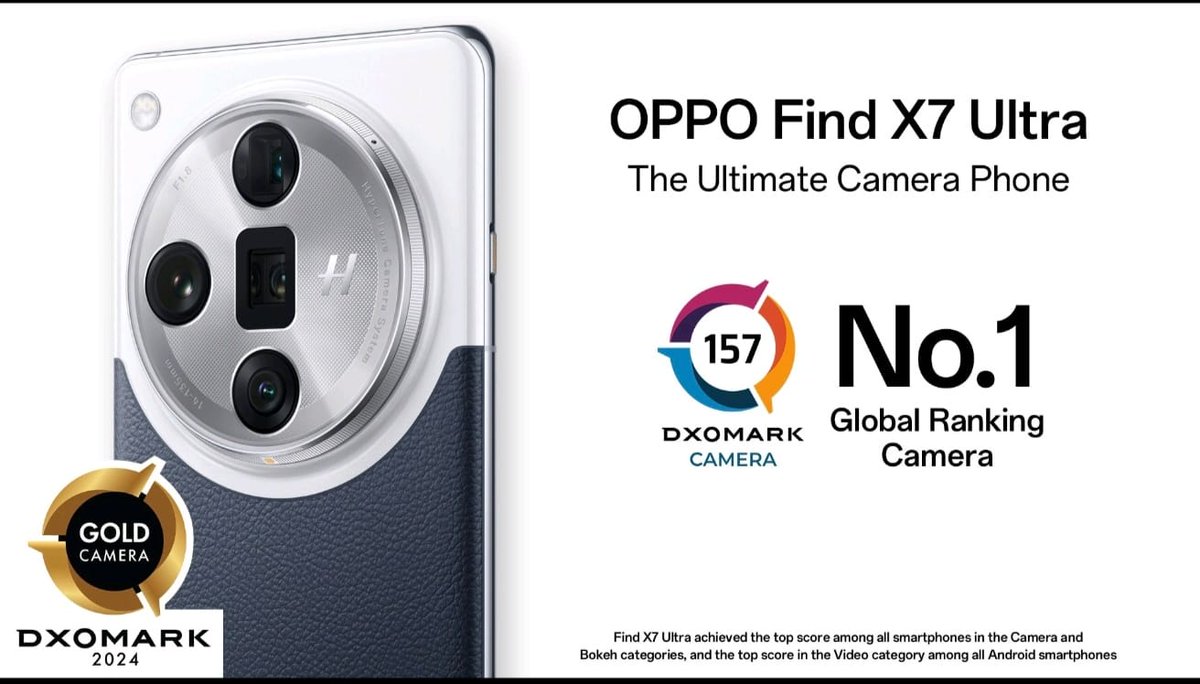 حصل هاتف أوبو فايند X7 ألترا على جائزة الكاميرا الذهبية من منصة DXOMARK، حيث احتل المركز الأول في تصنيف كاميرات الهاتف الذكي، بفضل جودة صور استثنائية إلى جانب تقنية تركيز الأضواء التي تعد الأفضل من نوعها 📷🏆 #OPPOIraq