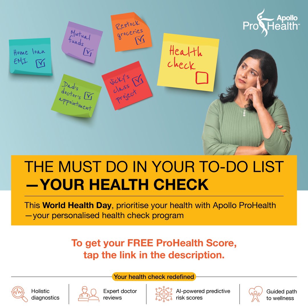 Your ProHealth score is the first step to understand your current health status and enables you to make informed lifestyle shifts. Check your FREE ProHealth Score NOW! Tap on this link - askapollo.com/prohealthscore