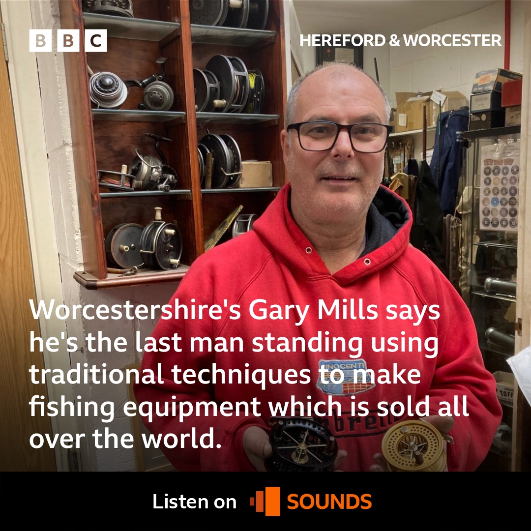 bbchw's tweet photo. The giants of the trade, Partridge, Shakespeare, Allcock and Youngs have long left Redditch behind, or disappeared altogether. But Gary still makes his reels from his unit on the Redditch Road in Studley. Hear his story on https://t.co/aLn7lBvt48 https://t.co/RD6jhQpi23