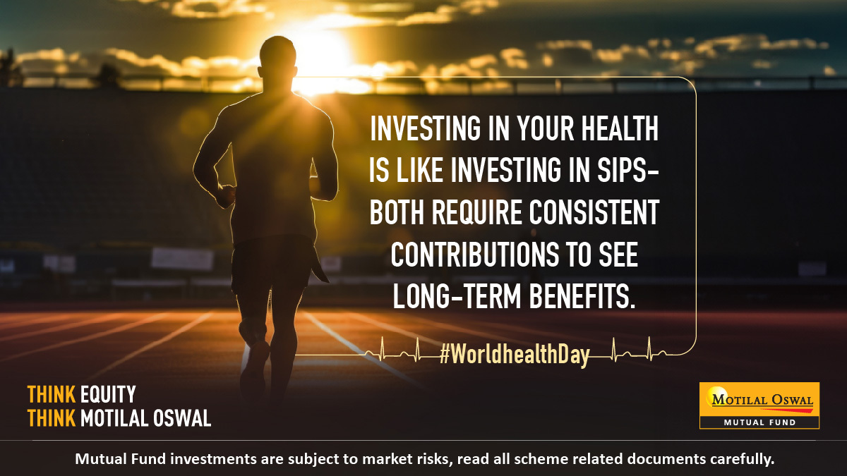 This World Health Day, prioritize your well-being because, just like investing in SIPs, small efforts today might yield better returns tomorrow. #WorldHealthDay #healthychoices #healthyhabits #WorldHealthDay2024 #MotilalOswal #MotilalOswalAMC #ThinkEquityThinkMotilalOswal