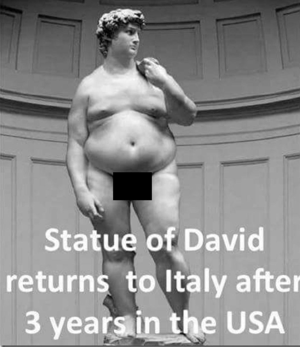 DILLIGAF666_'s tweet photo. Hahahaha #statue #Italy #america #michelangelo #David #FastFood #statueofdavid #Florence #memes https://t.co/Rjufy7y51O