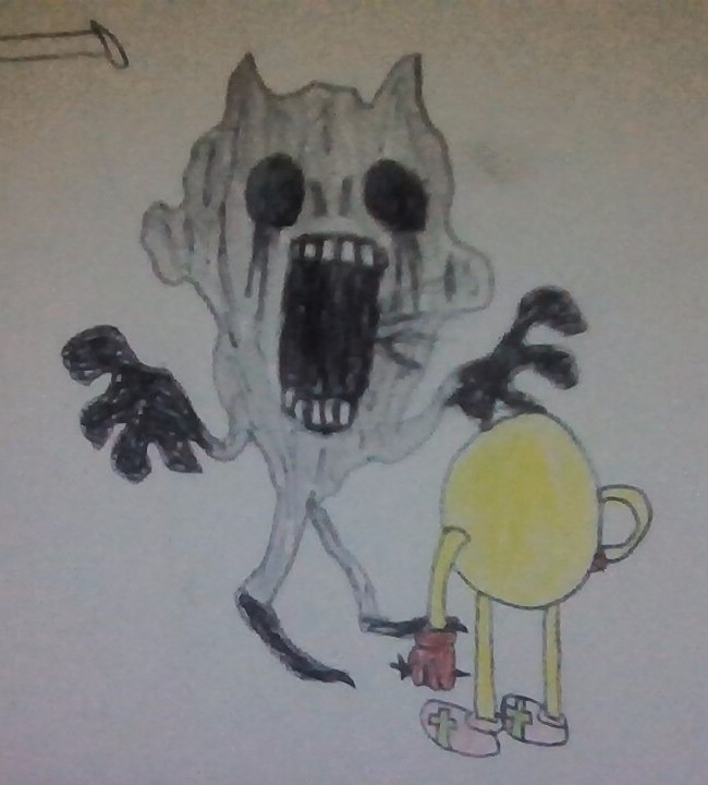 EteuatiFou's tweet photo. Heres an example of nomeD when an EXE tries to scare him.

ThurdSeum belongs to @UnPapuRikolino 
#pacmanexe #exeoc #pacmanexeoc https://t.co/Din1PQ7ZVL