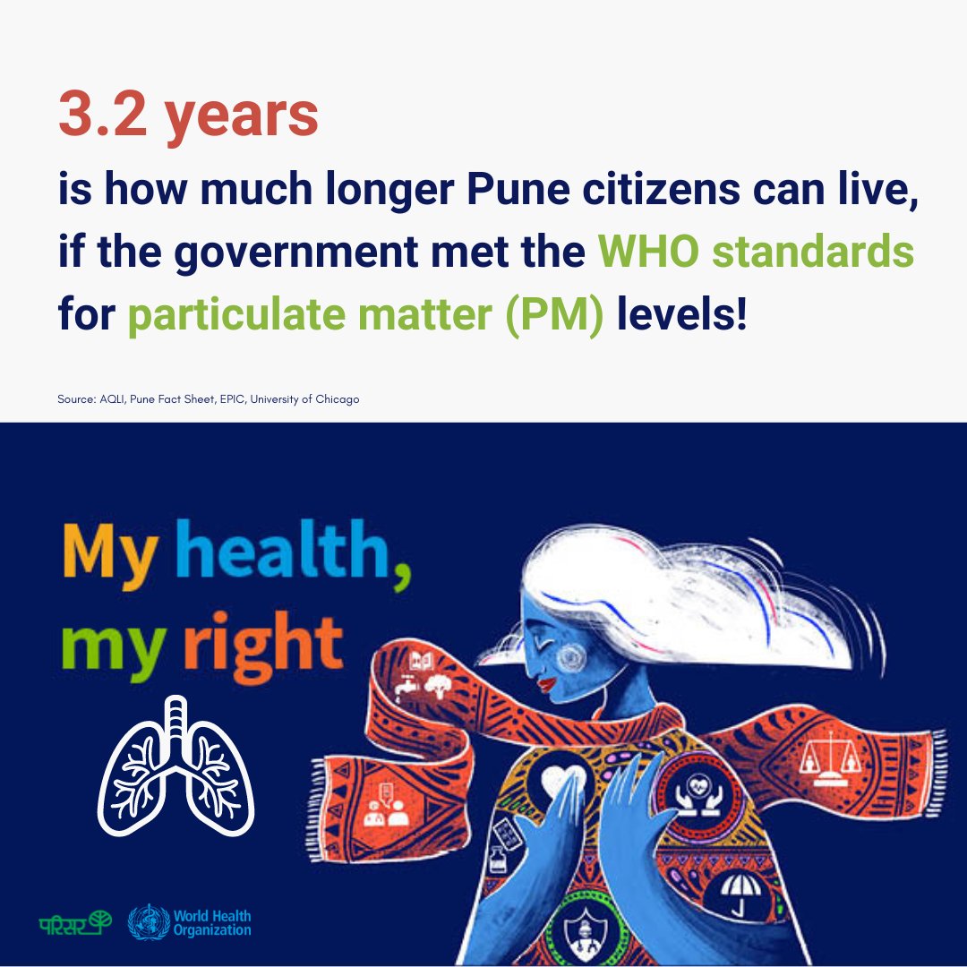 Air pollution, a silent killer! PM 2.5, tiny yet deadly, penetrates lungs, causing heart/respiratory issues, cancer, and more. This #WorldHealthDay, let' s demand our right to #CleanAir! @PMCPune , what is the progress on Pune Air Action Plan? #PunayachaAQFunda