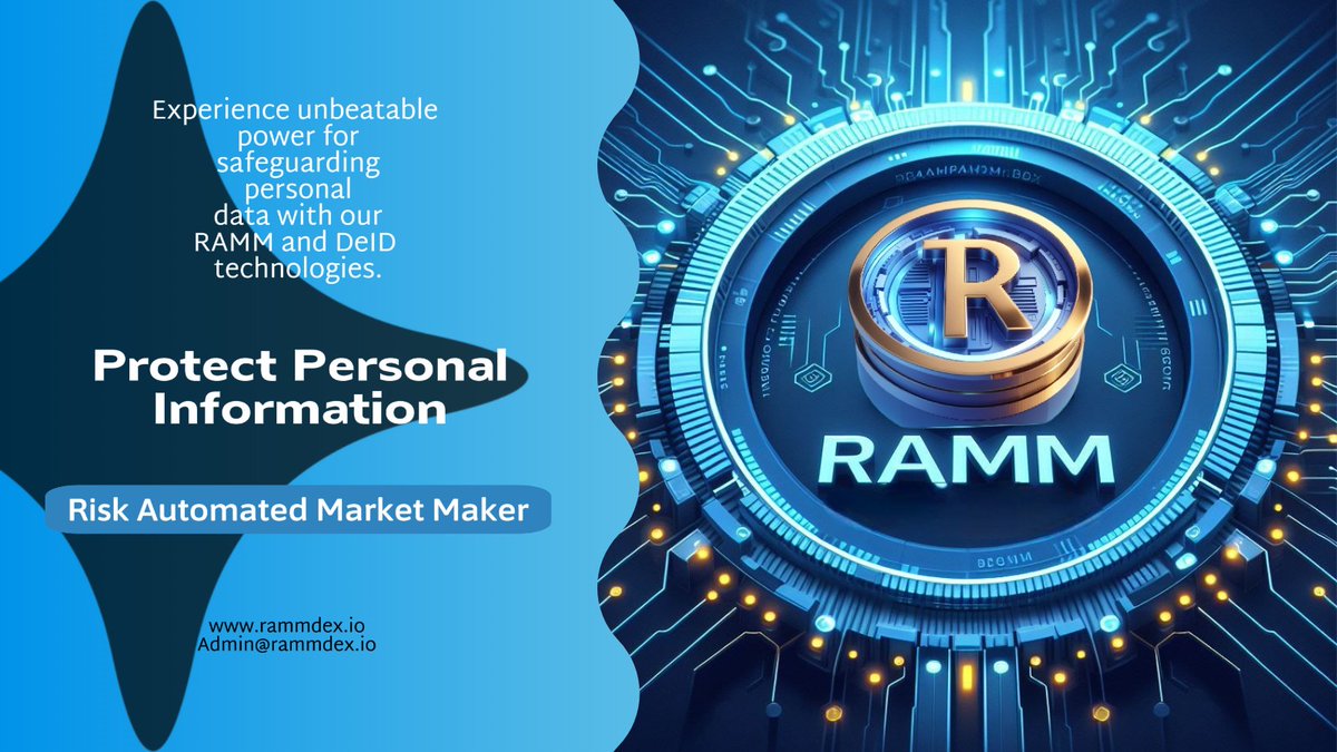 RAMM @RammDex🦋 Risk Automated Market Maker RAMM and DeID: Superior Power in Protecting Personal Information 🔐 In a world where privacy becomes immensely crucial, RAMM and DeID combined create an undeniable security solution. RAMM integrates DeID solutions through web3