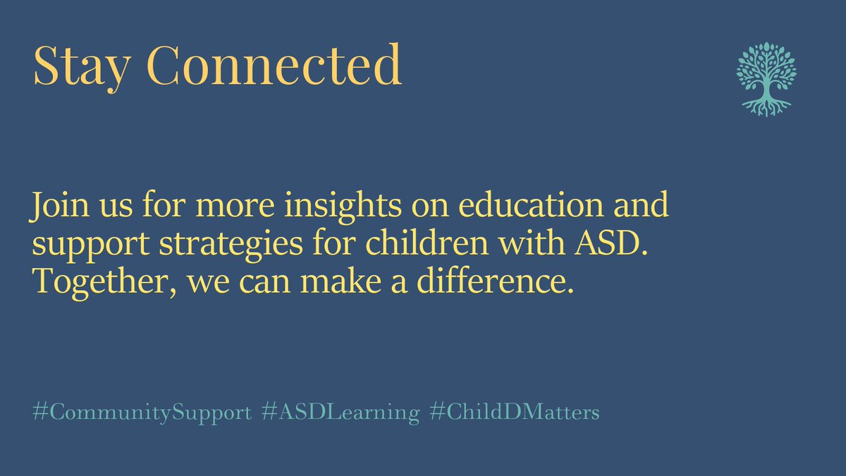 ChildDMatters's tweet image. Join us for more insights on education and support strategies for children with ASD. Together, we can make a difference. #CommunitySupport #ASDLearning #ChildDMatters 5/5