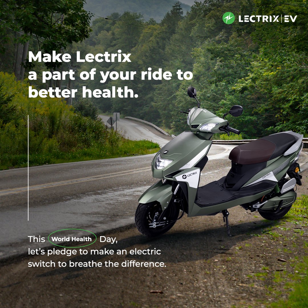LectrixEV's tweet image. This World Health Day, let’s pledge to make an electric switch to breathe the difference.
#LectrixEV #WorldHealthDay #WorldHealth #Electric