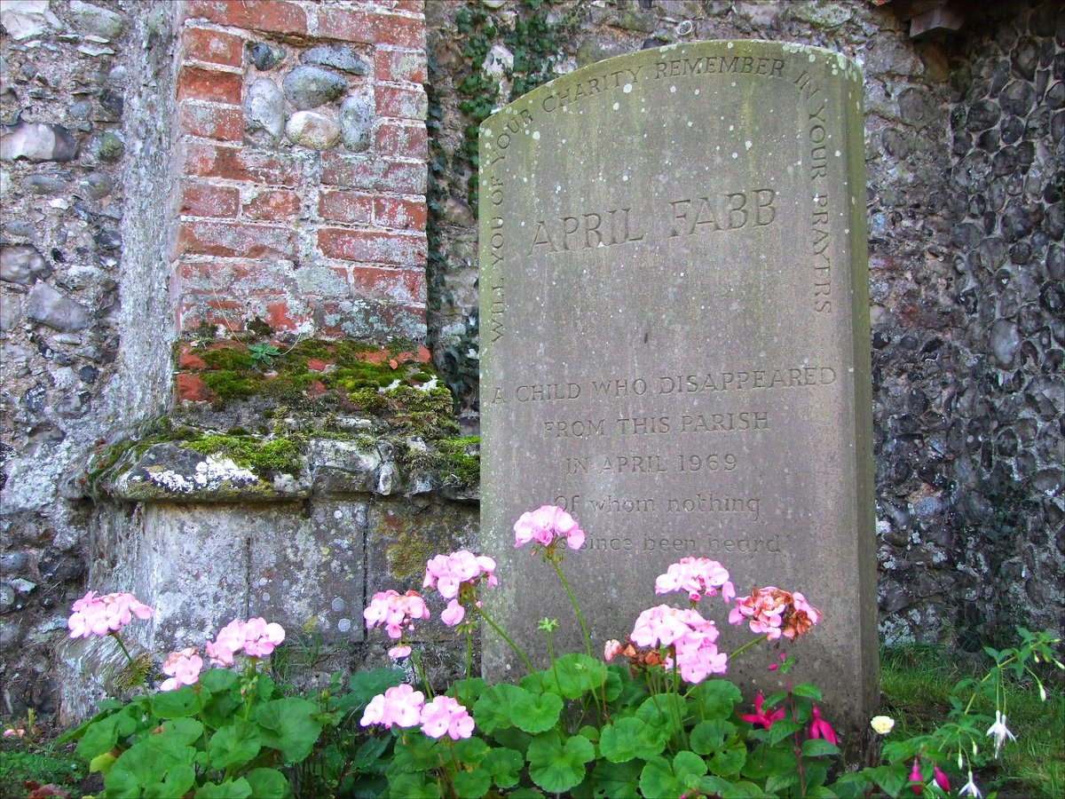 SimoninSuffolk's tweet photo. 'Will you of your charity remember in your prayers
APRIL FABB
a child who disappeared from this parish in April 1969
of whom nothing has since been heard'
A memorial at Metton, Norfolk. April Fabb was a 13 year old girl who disappeared on 8th April 1969, 55 years ago tomorrow. She was cycling to deliver a present to her uncle who lived in the next village, Roughton. She never arrived, and soon after a search began her bicycle was discovered lying in a ditch beside the road between the two villages. She was never found.
Her disappearance was a great loss of innocence for East Anglia. It featured in the local news for months after it had been almost forgotten by the national press. It seemed to confirm every warning and every threat our parents had made about what might happen if we went off on our own. It is not too strong to say that April's disappearance haunted us as children, and that to an extent it still haunts East Anglia today.
As has become customary at this time, Norfolk police have issued a fresh appeal for information.