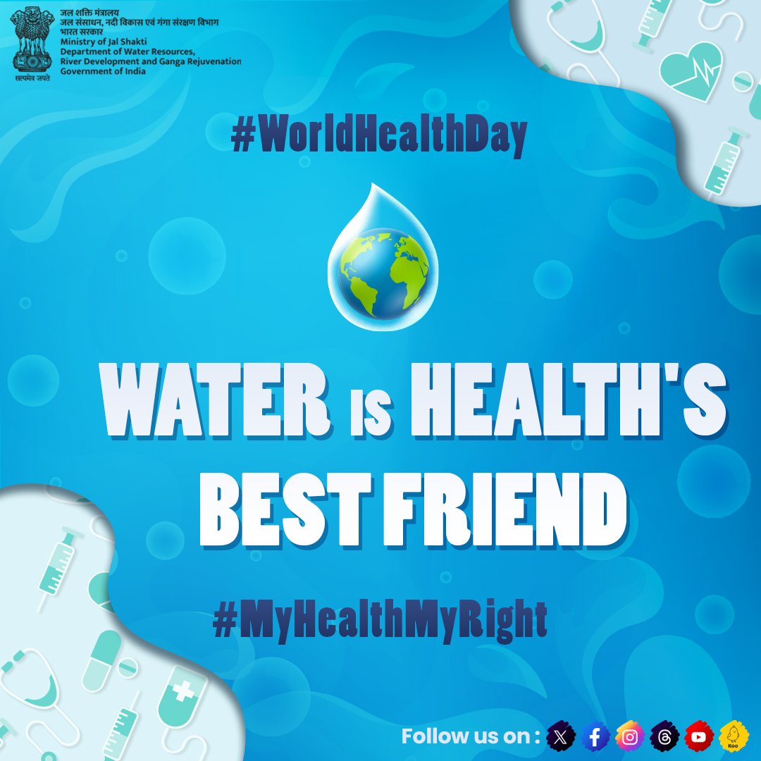 Join the celebration on #WorldHealthDay! Water isn't just refreshing-it's a key ingredient for a healthier you! From aiding #digestion to boosting #energy, it's a vital part of our wellness. As #India's #healthsector progresses, let's toast to #hydration for a brighter future!