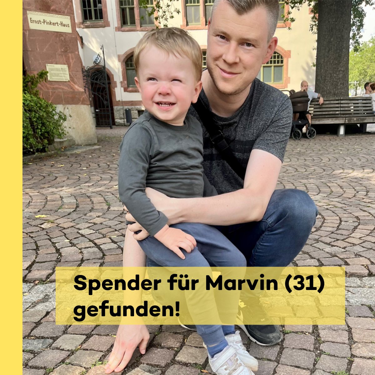 Spender für Marvin gefunden! „Wir sind so überglücklich und voller Dankbarkeit für den Lebensretter von Marvin 😍! Wir sind ganz voller Hoffnung, dass die Transplantation gut verläuft und Marvin unseren Sohn aufwachsen sehen kann,“ so seine Frau Desirée! Wir drücken die Daumen!🍀