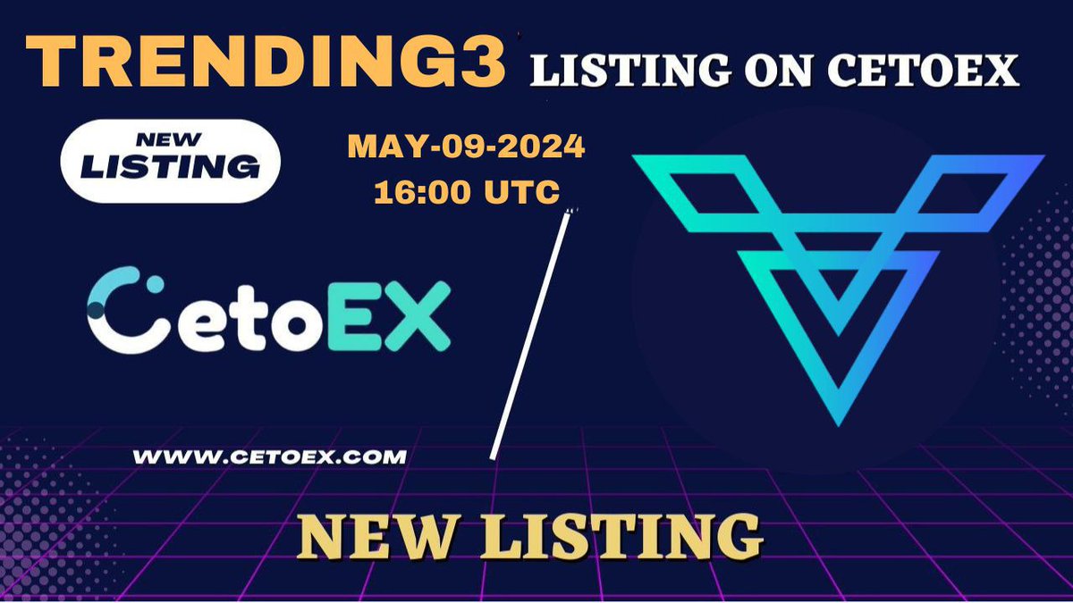 📢 New Listing Alert 🚨 @Trending3_US ( TEG) Listing soon on #CetoEX! 💎Pair: TEG/USDT 💎Deposit: 12:00 on may 9, 2024 (UTC) 💎Trading: 16:00 on may 9, 2024 (UTC) #TEGARMY #cetoex #newlisting #trending3