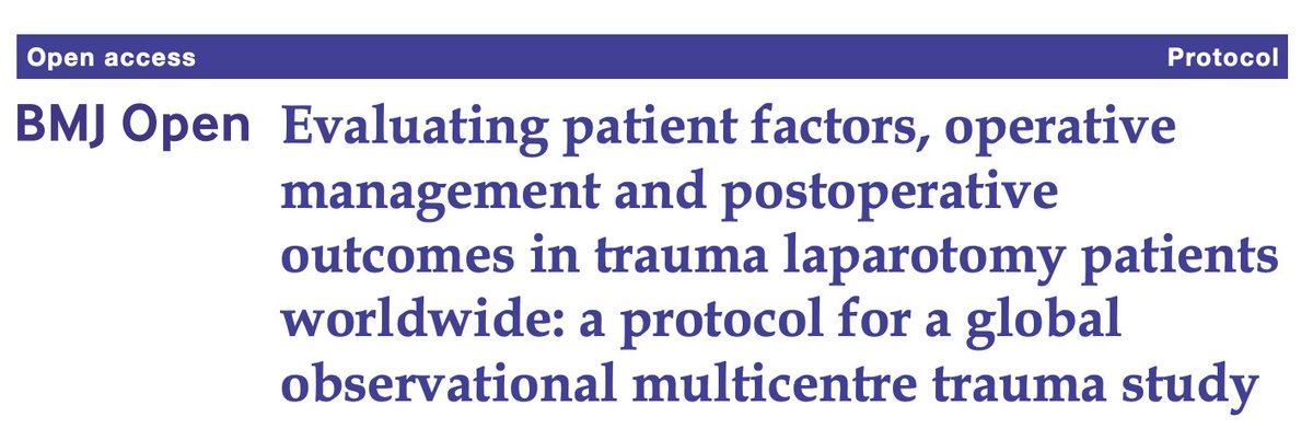 The GOAL-Trauma Study Protocol has just been published in @BMJ_Open #OpenAccess Now available to read at: bmjopen.bmj.com/content/14/4/e… The study began this week, with collaborators from across the world getting involved in this important global trauma study 🌍🌏🌎