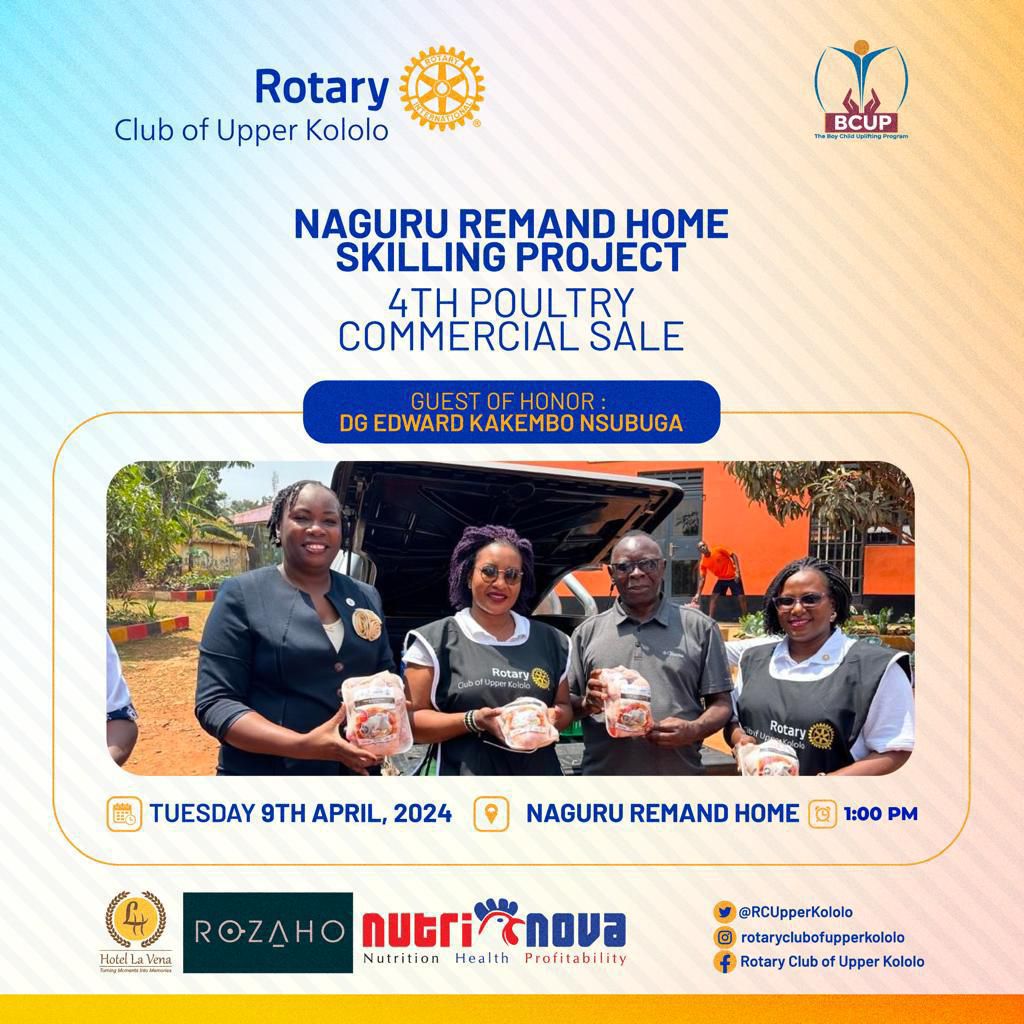 It's been a rewarding journey with the Naguru Remand Home Skilling project. @RCUpperKololo fourth and final Poultry commercial sale is on April 9th 1 pm at Naguru Remand Home. @DGEdwardKakembo is the GoH. Your presence is warmly welcome. Come with a friend ✨