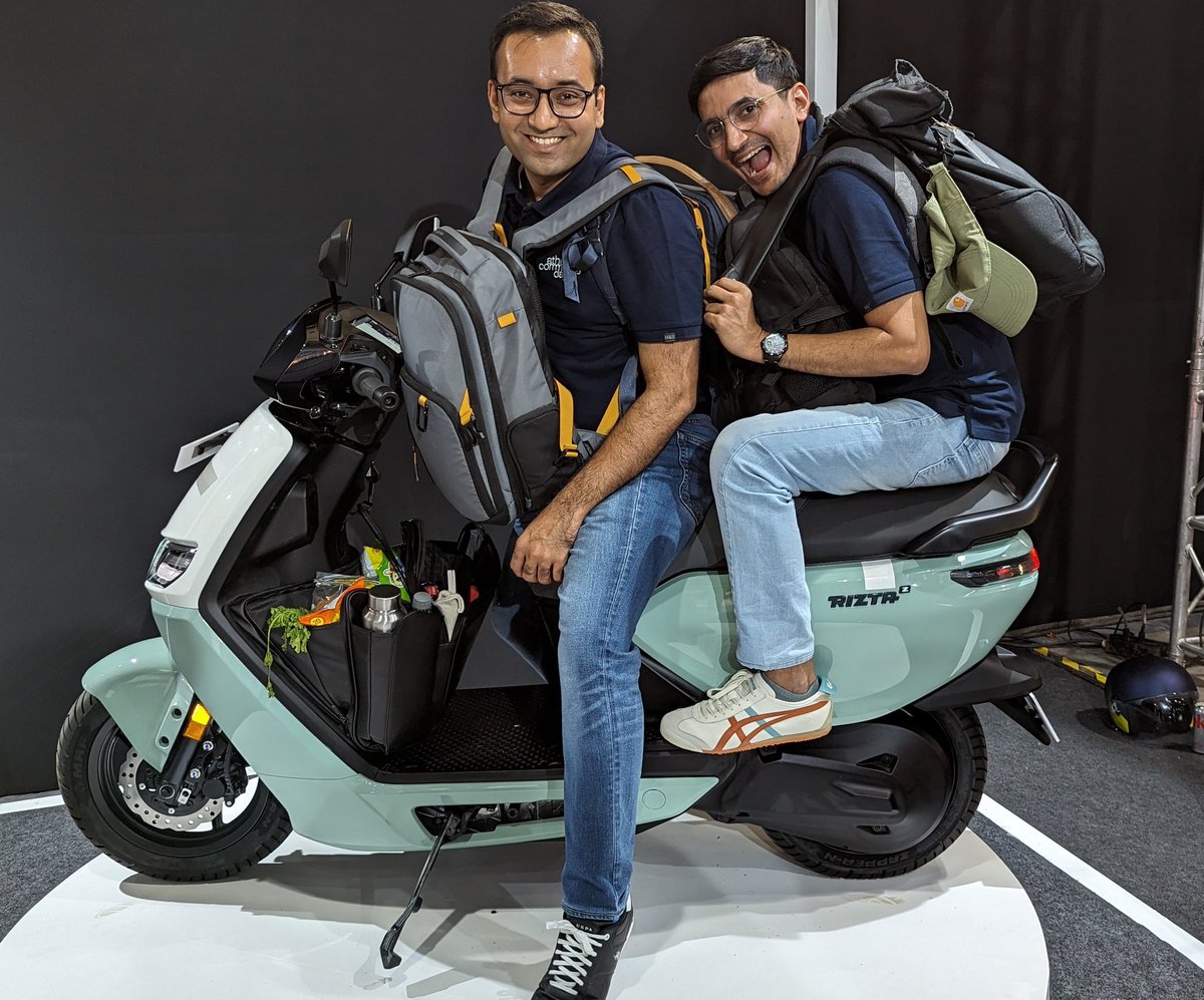 Introducing Ather Rizta, our first family scooter! The theme was space, safety and tech. And we believe Rizta delivers! I wish we had unveiled Rizta like this with both me and @swapniljain89 testing its storage and seats!