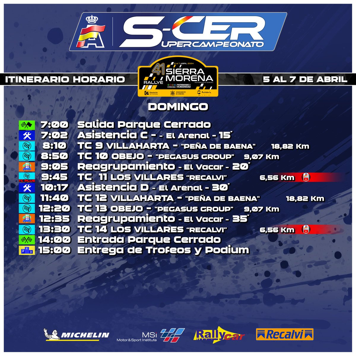 ⏰ Itinerario-horario 41 @Rsierramorena 🗓 7 de abril #SuperCER 🇪🇸