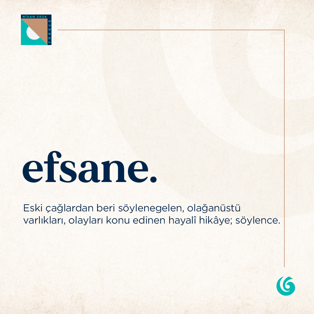 Farsçadan dilimize geçmiştir. Farsça anlatı, destan anlamına gelen “afsāne” sözcüğünden alıntıdır. Eski çağlardan beri söylenegelen, olağanüstü varlıkları, olayları konu edinen hayalî hikâye; söylence anlamlarına gelir.🌸 #YunusEmreEnstitüsü #Efsane #gününkelimesi