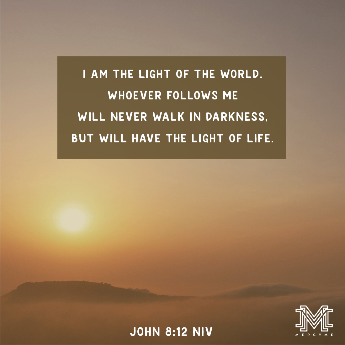 When Jesus spoke again to the people, he said, “I am the light of the world. Whoever follows me will never walk in darkness, but will have the light of life.” John 8:12 NIV 

#Jesus #alwaysonlyjesus #hope #faith #life #light #godsword #scripture #encouragement #christ #mercyme