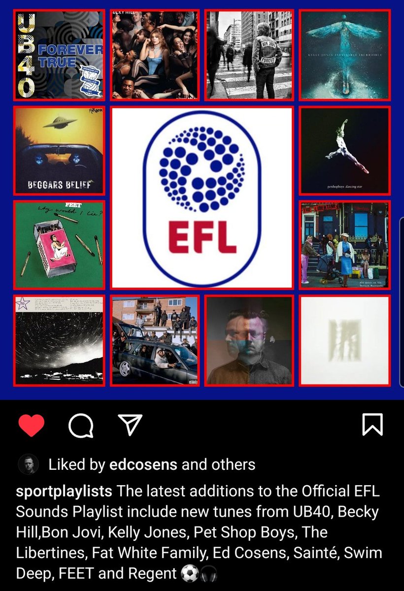 Great to see our new single on the @EFL playlist amongst many other stadium 🏟 bangers... I'm sure it's been blaring round many football stadiums this weekend...x