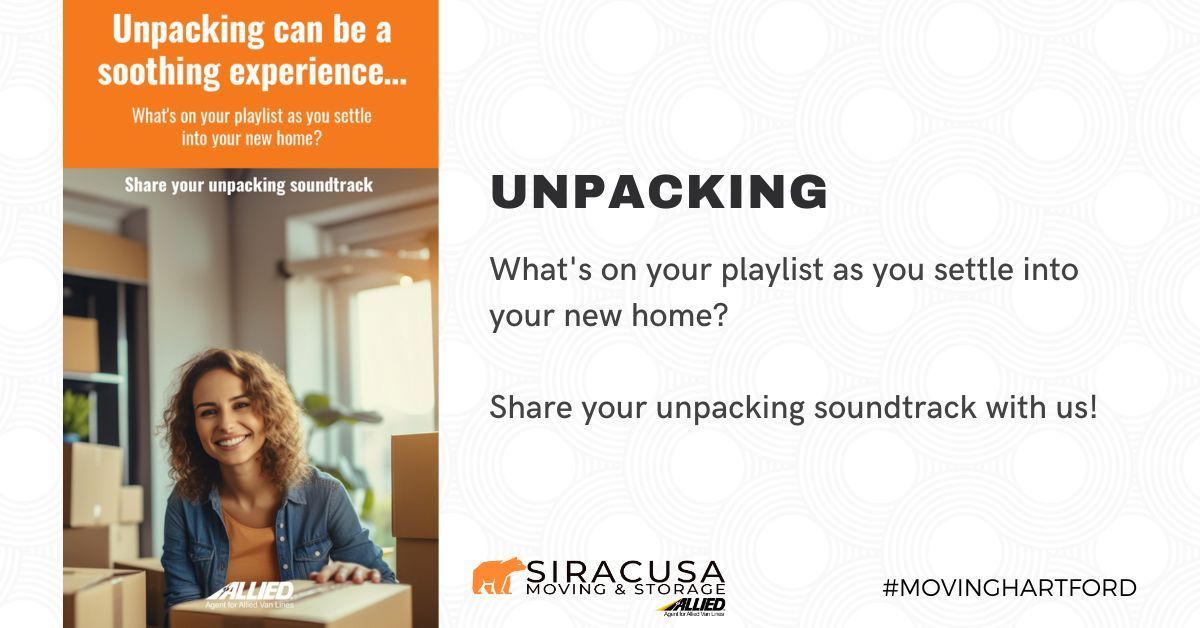 🎶 📦 What's on your playlist as you settle into your new home? Share your unpacking soundtrack with us in the comments!

#siracusamoving #movinghartford #interstatemovers #awardwinningmovers #residentialmovers #commercialmovers #fullservicemovers #unpackingplaylist