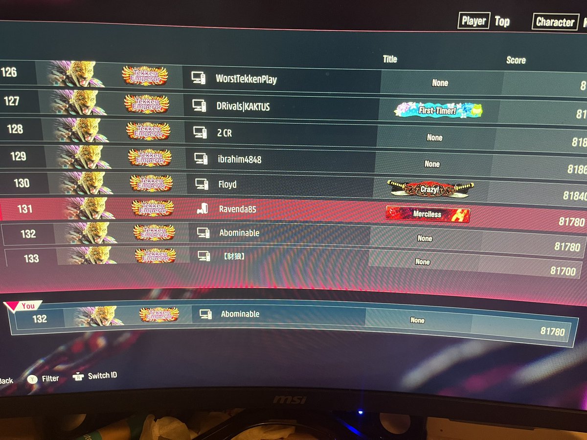 Never in my life as a young Tekken player did I think I would get to see myself tied with Knee on points on the King leaderboard 😂