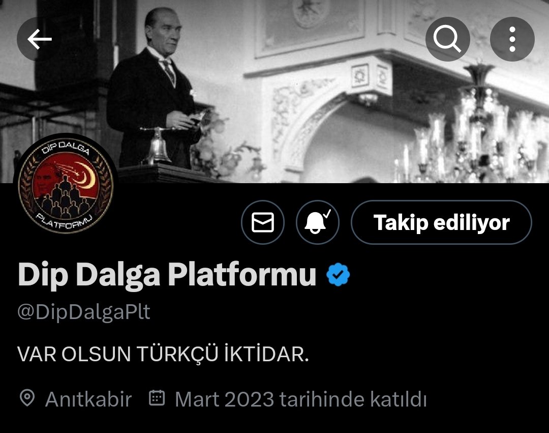 Çok değerli Türk Milliyetçisi Dip Dalga Platformu takipçileri, Dip Dalga Platformu; Türk Milliyetçilerini tek çatı altında, demokratik bir yapı altında toplamaktır. Bugün bu projenin siyasi yolda birlikte yürüdüğü parti, pek tabii Atatürkçü yapıyı hiç bozmadan ilerleyen Zafer…