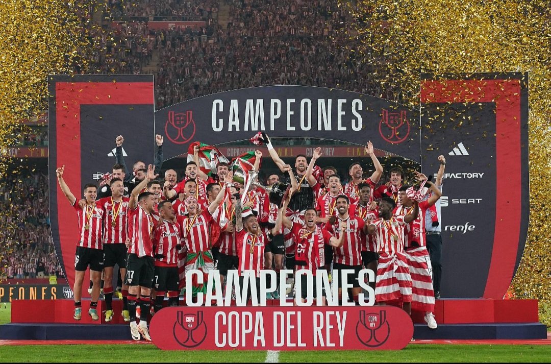 Cesarrrito's tweet photo. ¡CAMPEONES DE LA COPA DEL REY! 
25👑🏆
@AthleticClub ❤️🤍🦁 https://t.co/dMTUP3P8FV