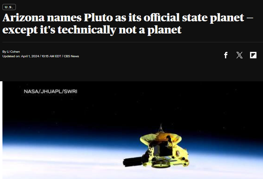 Dear Arizona, I guess it's just about annoying the science guys. So may I suggest making the Humpback Whale your state fish? And the Monarch Butterfly your state bird? And the cheeseburger your state fruit?