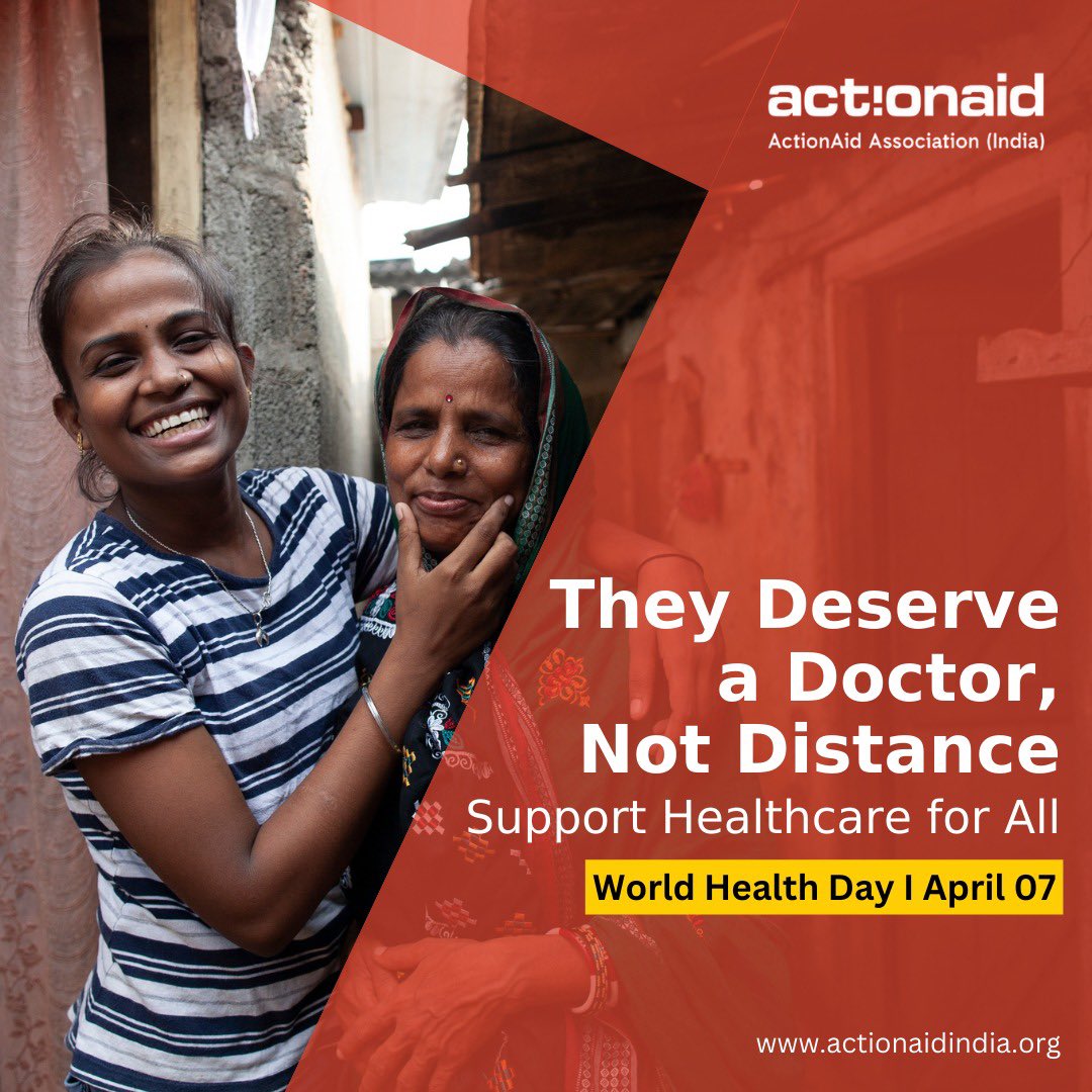 ActionAidIndia's tweet photo. Imagine travelling for miles just for a basic checkup. This is the reality for many in marginalized communities. We are is working tirelessly to bring healthcare closer to those who need it most. Donate today and be the #ActionForHealth they deserve.
#WorldHealthDay #AAA https://t.co/IkRhnhhqz5