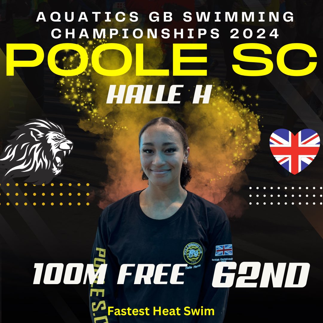 Day 6:  Halle puts in a solid performance with here fastest heat swim in the 100m Free.  Well done Halle 👏👏👏