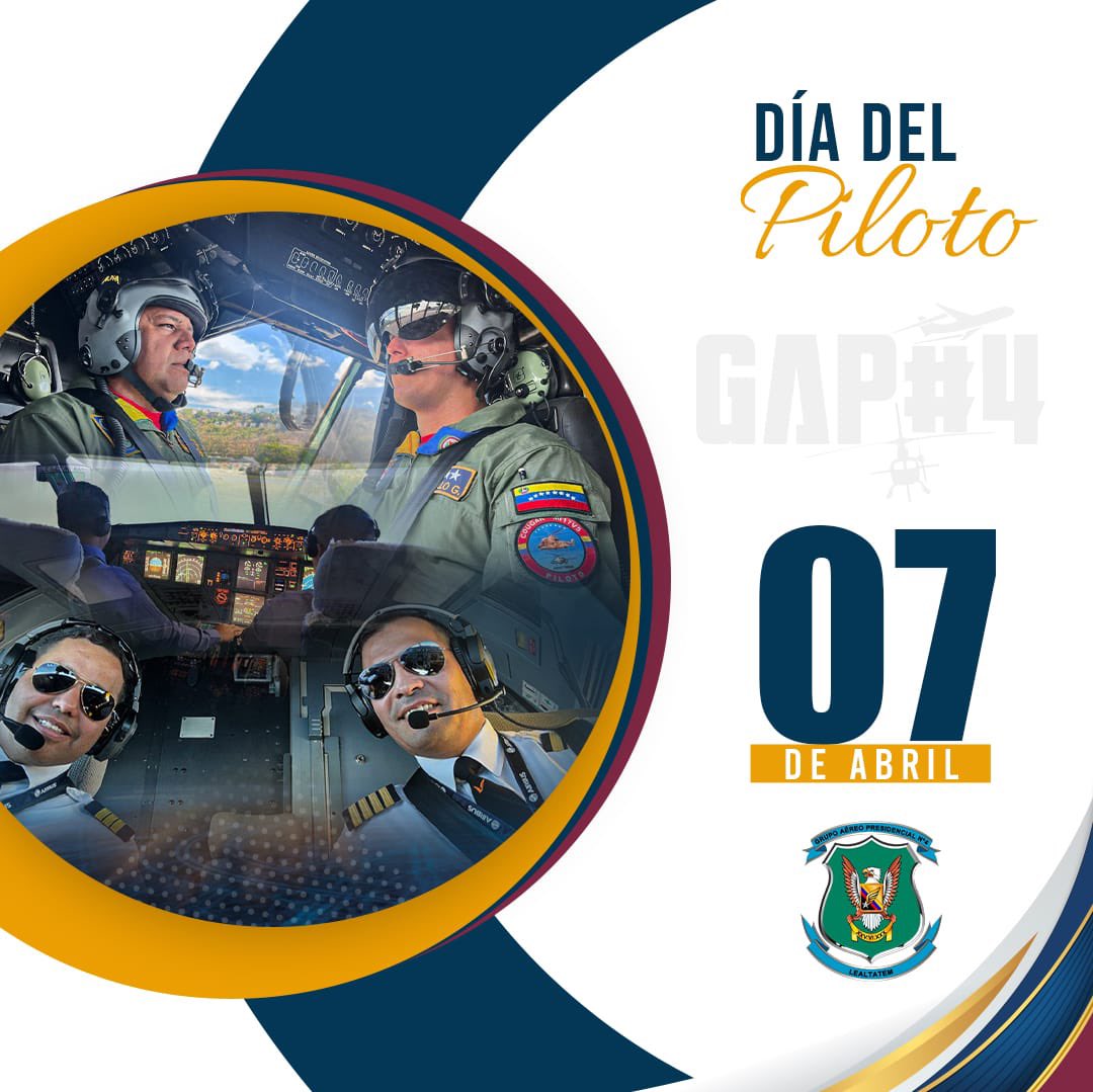 #Hoy #7Abr conmemoramos el Día Internacional del Piloto, especial fecha donde enaltecemos y extendemos reconocimientos a quienes con valentía surcan el cielo patrio garantizando la seguridad y movilidad de los pasajeros. Felicidades a nuestros pilotos del @Gapn4Amb.

Lealtatem